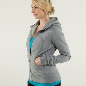 lululemon athletica Gray Hooded Zip Jacket with Contoured Seams